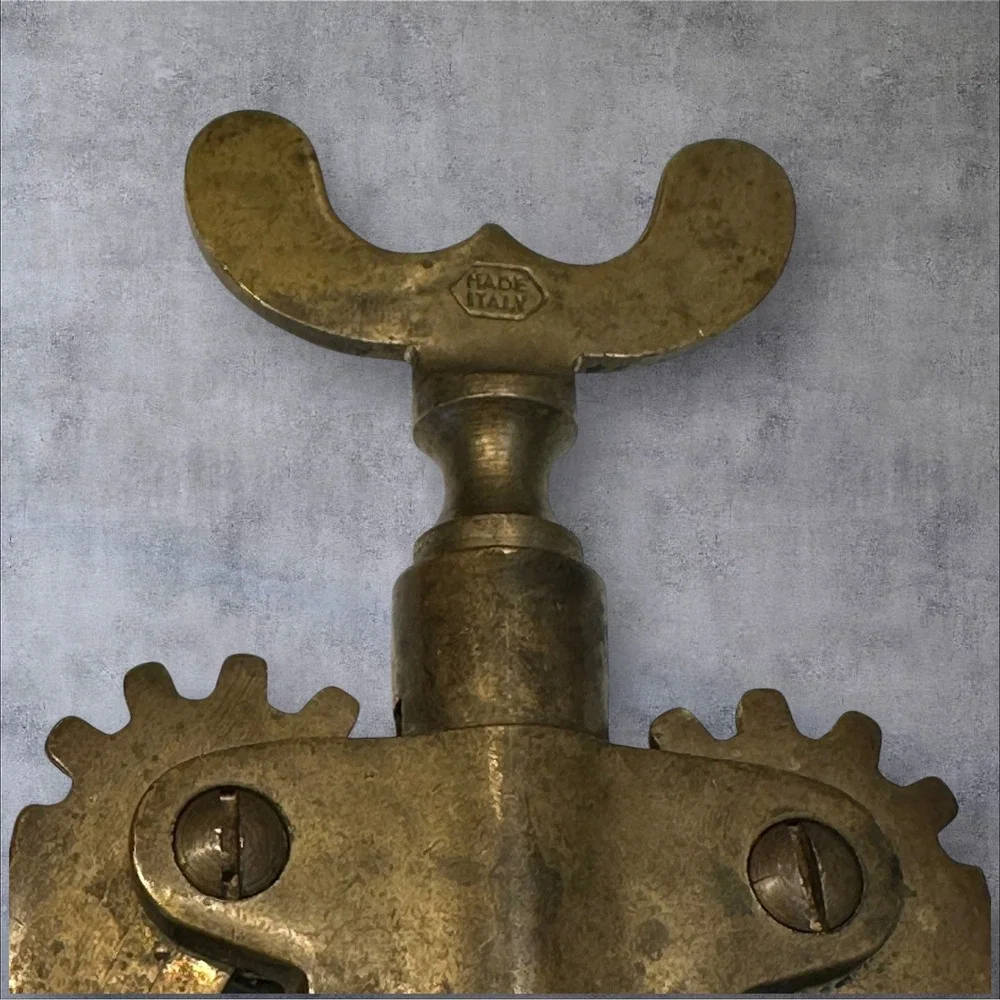 Vtg Italian Brass Wing Corkscrew Wine Bottle‎ Opener-Made Italy-Mid Century Bar